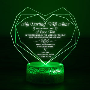 Heart Led Light - Family - To My Darling Wife Anne - Happy Anniversary - Ukglca15013