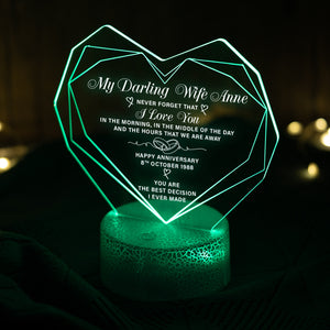 Heart Led Light - Family - To My Darling Wife Anne - Happy Anniversary - Ukglca15013