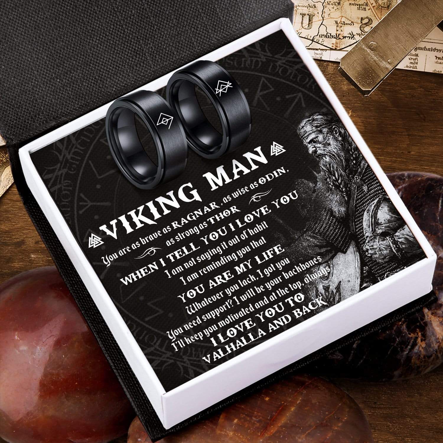 Couple Ring - Viking - My Viking Man - I Love You To Valhalla And Back - Ukgrlc26006