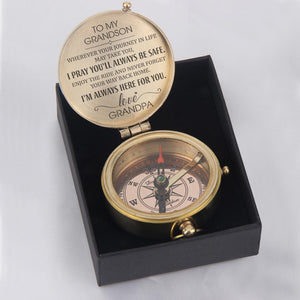 Engraved Compass - To My Grandson - I Pray You'll Always Be Safe - Love, Grandpa - Ukgpb22008