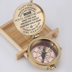 Engraved Compass - To My Son, I Pray You'll Always Be Safe - Love, Your Mom - Ukgpb16033