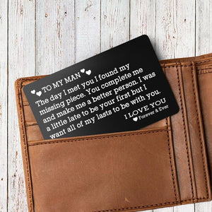 Engraved Wallet Card - To My Man - Missing Piece - Ukgca26006