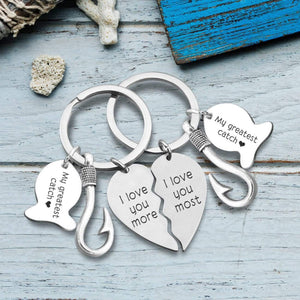 Personalized Fishing Heart Puzzle Keychains - To My Man - The Day I Met You I Found My Missing Piece - Ukgkbn26007