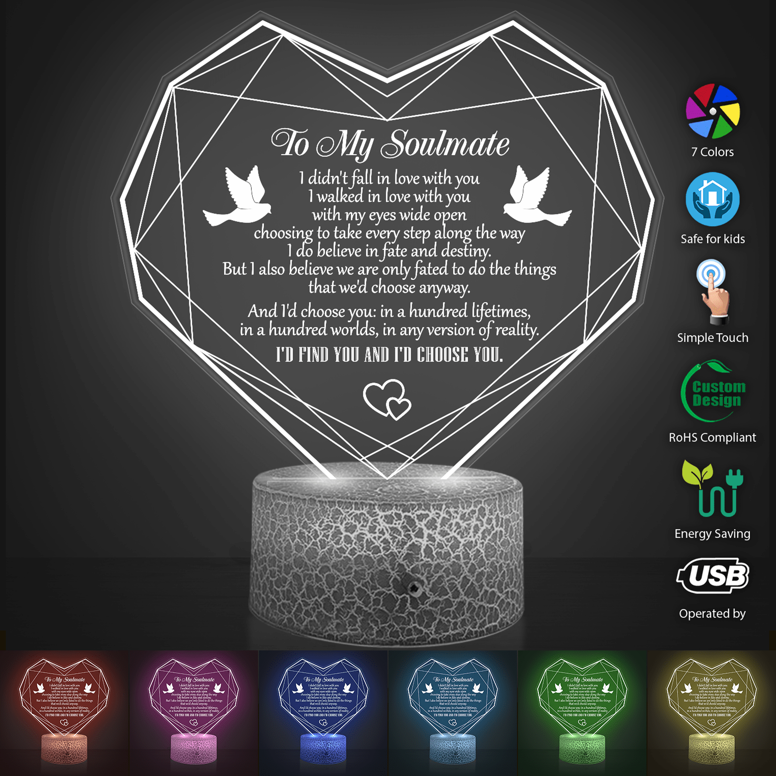 Heart Led Light - Family - To My Soulmate - I'd Choose You In Any Version Of Reality - Ukglca13035