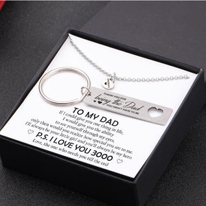 Heart Necklace & Keychain Gift Set - To My Dad, I Love You 3000- Ukgnc18003