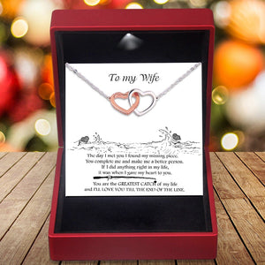 Interlocked Heart Necklace - To My Wife - You Are The Greatest Catch Of My Life - Ukgnp15005
