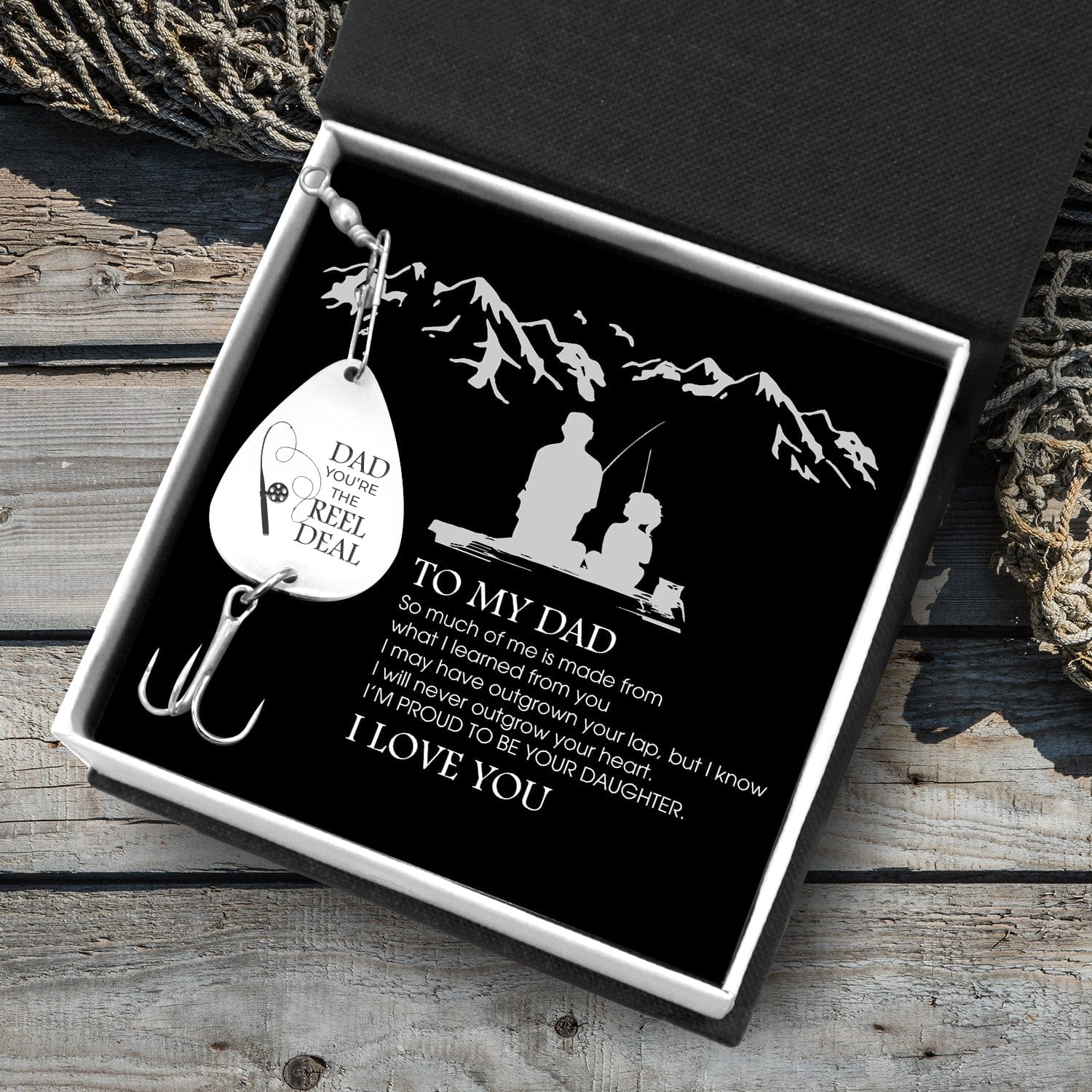Engraved Fishing Hook - To Dad - From Daughter - You're The Reel Deal - What I Learned From You - Ukgfa18021