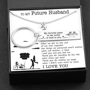 Puzzle Keychain And Necklace Set - To My Future Husband - Thank You For Standing By My Side - Ukgnq24001