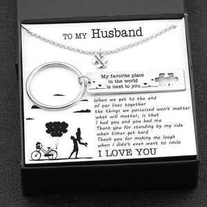 Puzzle Keychain And Necklace Set - To My Husband - Thank You For Standing By My Side - Ukgnq14001