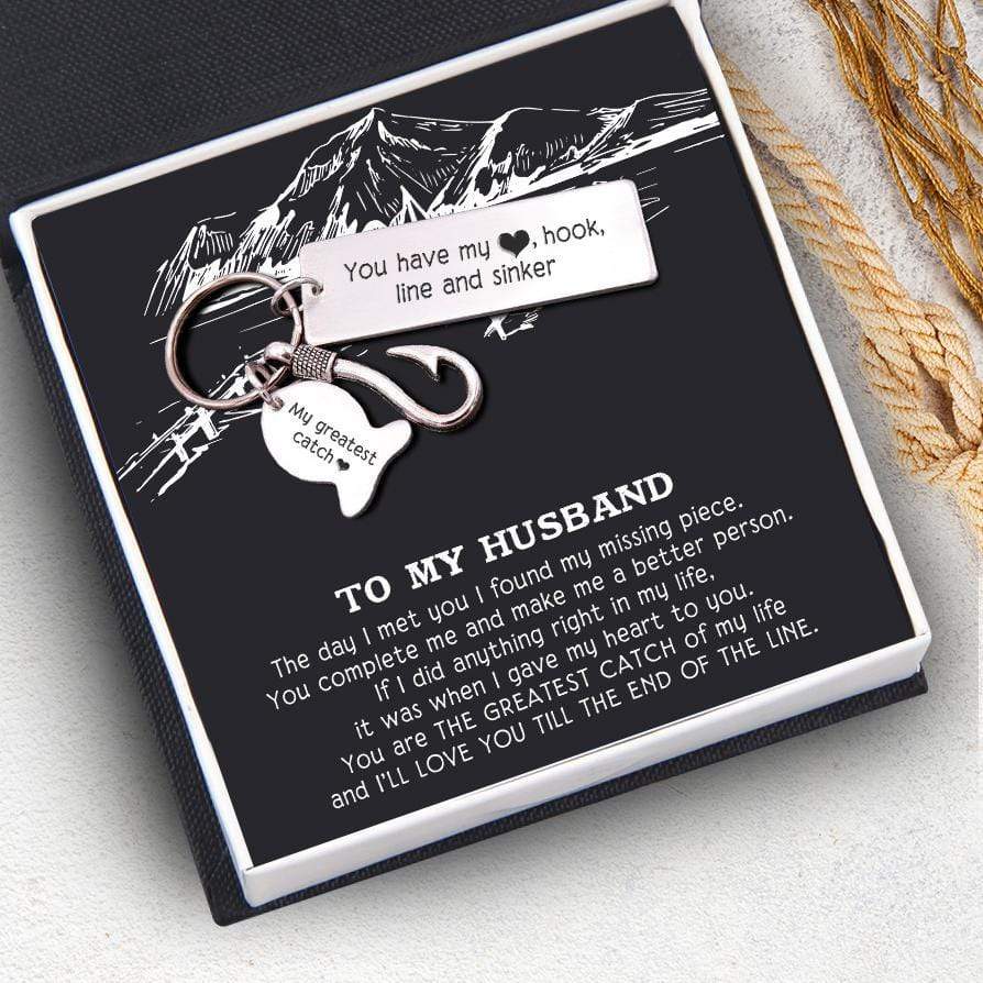 Fishing Hook Keychain - To My Husband - You Have My Heart, Hook, Line And Sinker - Ukgku14001 - Love My Soulmate