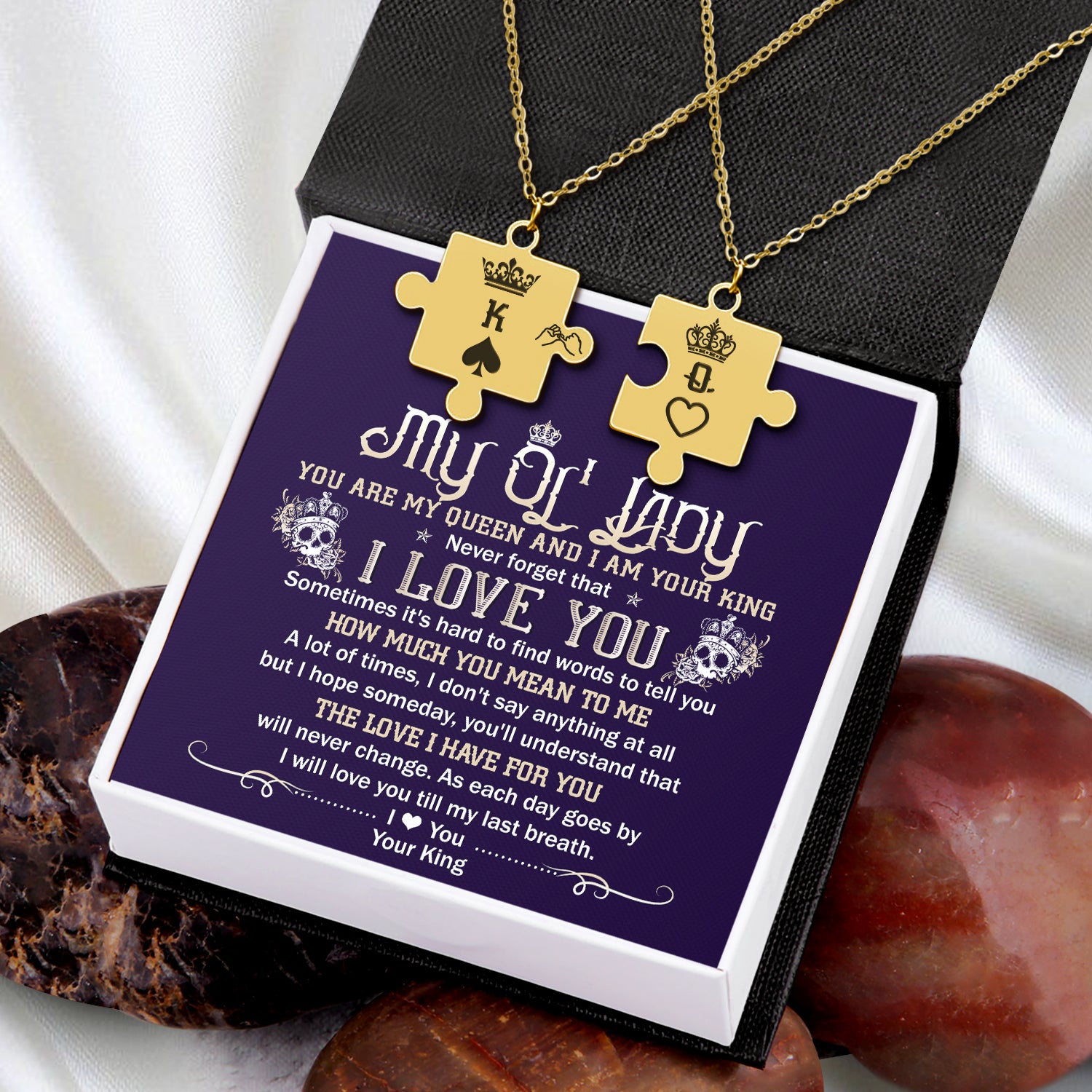 Puzzle Piece Necklace - Skull - To My Ol' Lady - The Love I Have For You Will Never Change - Ukglmb13006