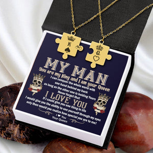 Puzzle Piece Necklace - Skull - My Man - I Love You - Ukglmb26006