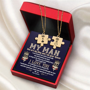 Puzzle Piece Necklace - Skull - My Man - I Love You - Ukglmb26006