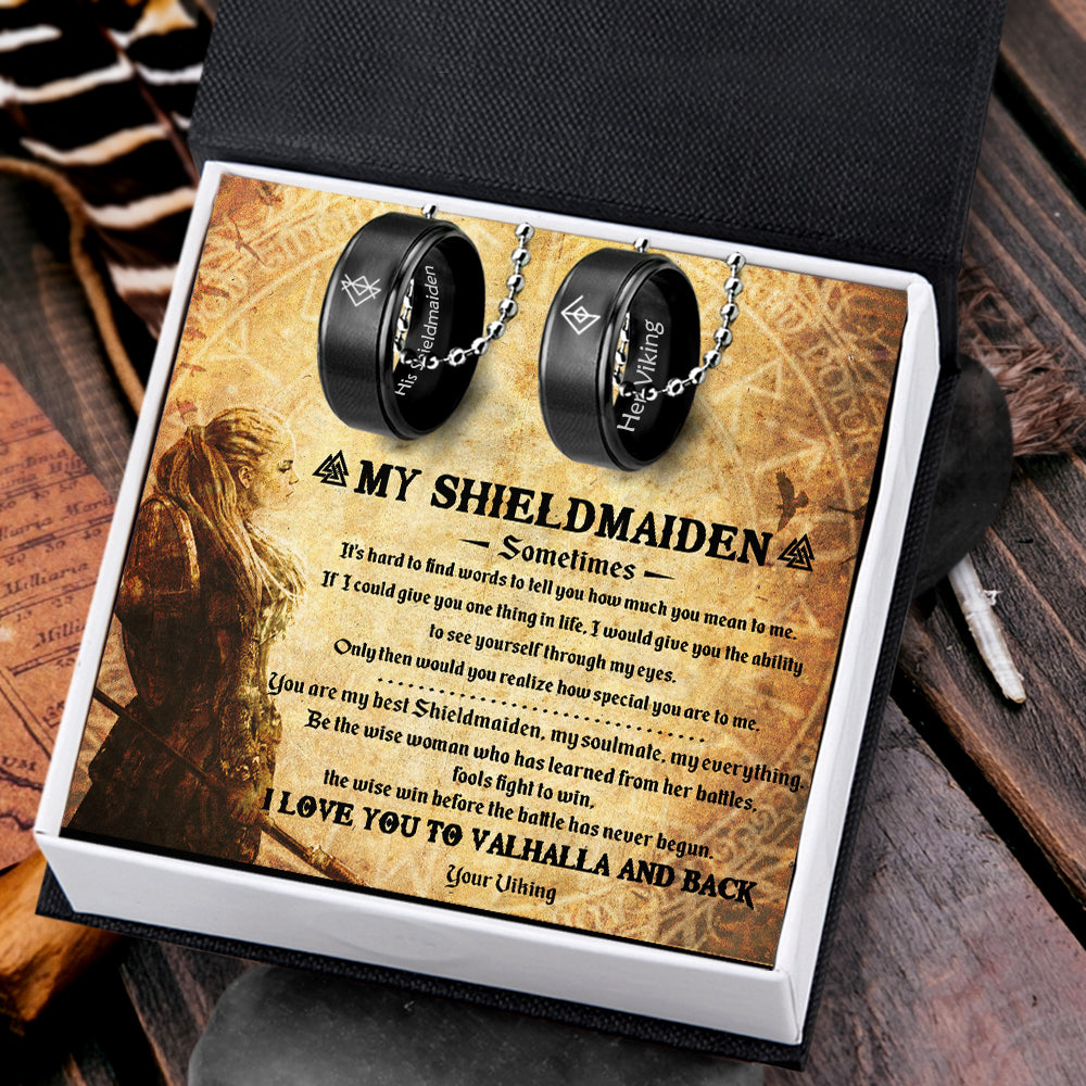 Viking Couple Pendant Necklaces - My Shieldmaiden - I Love You To Valhalla And Back - Ukgnw13005