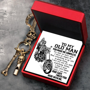 Skull Keychain Holder - Biker - To My Old Man - I Didn't Know What Love Means Until I Met You - Ukgkci26017