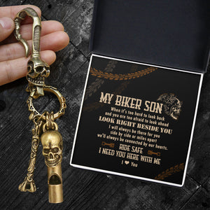Skull Keychain Holder - Biker - To My Son - We'll Always Be Connected By Our Hearts - Ukgkci16013
