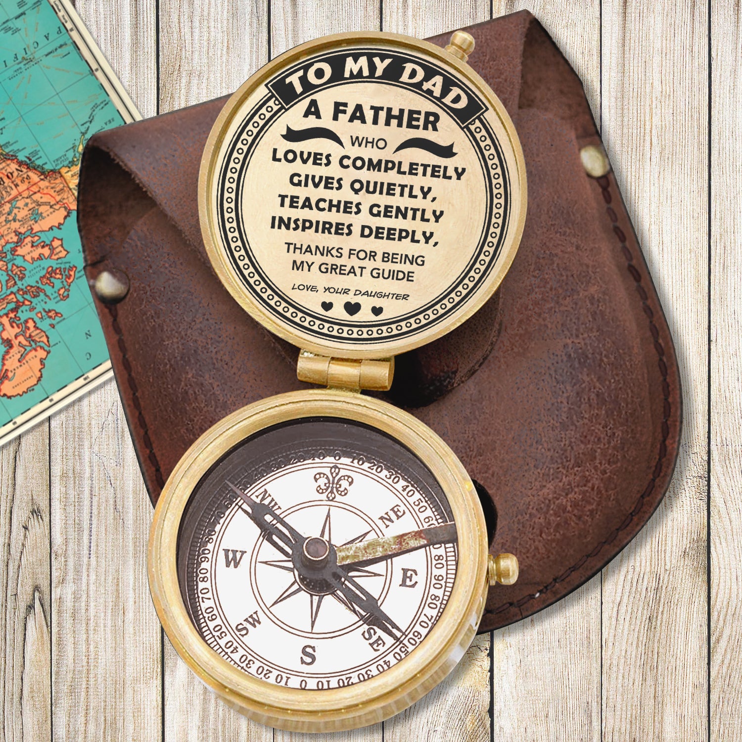 Engraved Compass - Family - From Daughter - To My Dad - Thanks For Being My Great Guide - Ukgpb18002
