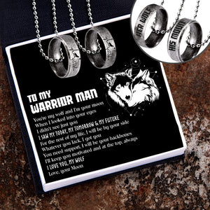 Couple Ring Necklaces - Wolf - To My Warrior Man - I Will Be By Your Side - Ukgndx26001