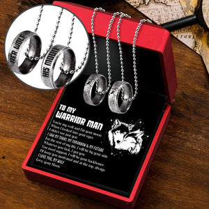 Couple Ring Necklaces - Wolf - To My Warrior Man - I Will Be By Your Side - Ukgndx26001