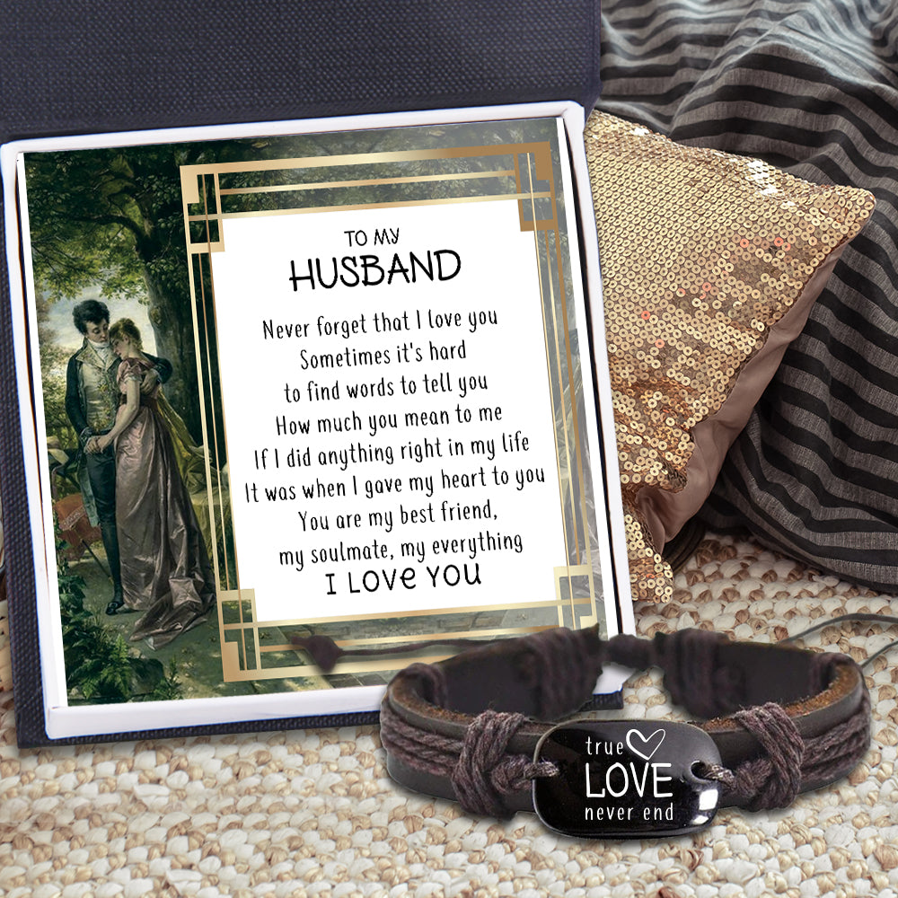 Leather Cord Bracelet - To My Husband - I Love You - Ukgbr14001