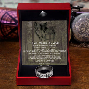 Wolf Ring - To My Warrior Man - I Love You, My Wolf - Ukgri26008