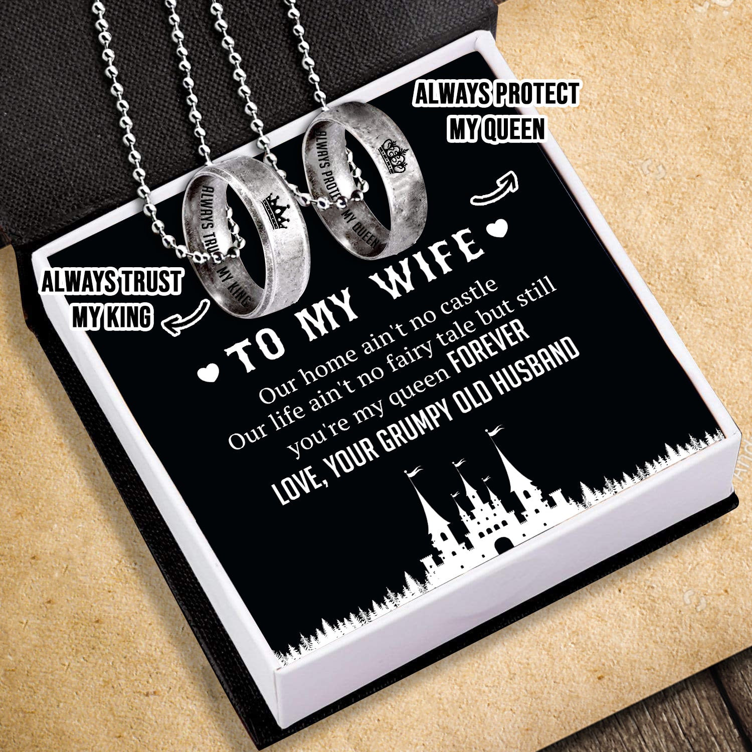 Couple Ring Necklaces - Family - To My Wife - You're My Queen Forever - Ukgndx15001