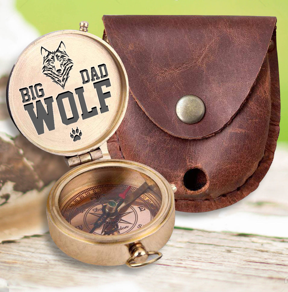 Engraved Compass - Wolf - To My Dad - Big Dad Wolf - Ukgpb18008