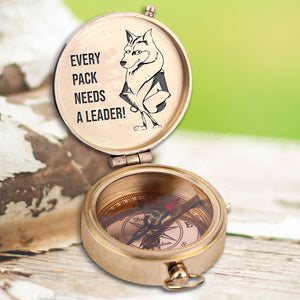 Engraved Compass - Wolf - To My Man - Every Pack Needs A Leader - Ukgpb26027