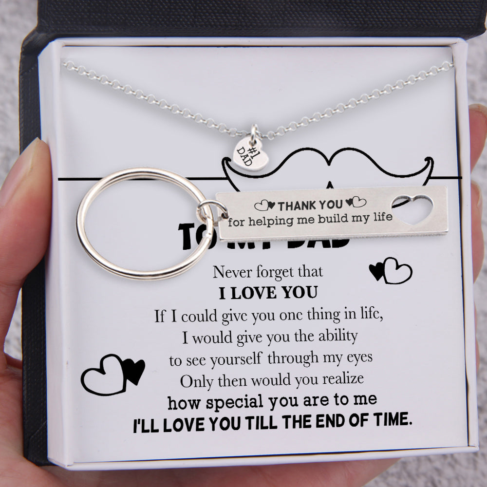 Necklace & Keychain Set - Family - To My Dad - I'll Love You Till The End Of The Time- Ukgnc18002