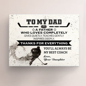 Matte Canvas - Hockey - To My Dad - From Daughter - You'll Always Be My Best Coach - Uksjkc18002