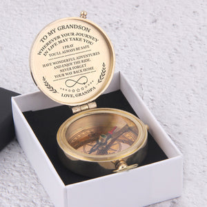 Engraved Compass - Family - To My Grandson - Never Forget Your Way Back Home - Ukgpb22004