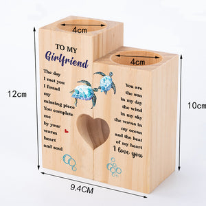 Wooden Heart Candle Holder - Turtle - To My Girlfriend - You Are The Sun In My Day - Ukghb13001