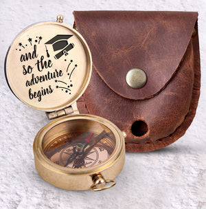 Engraved Compass - Graduation Gift - And So The Adventure Begins - Ukgpb23001