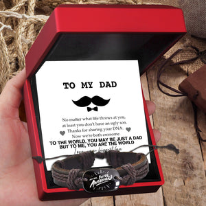 Leather Cord Bracelet - Family - To My Dad - Now We're Both Awesome - Ukgbr18005