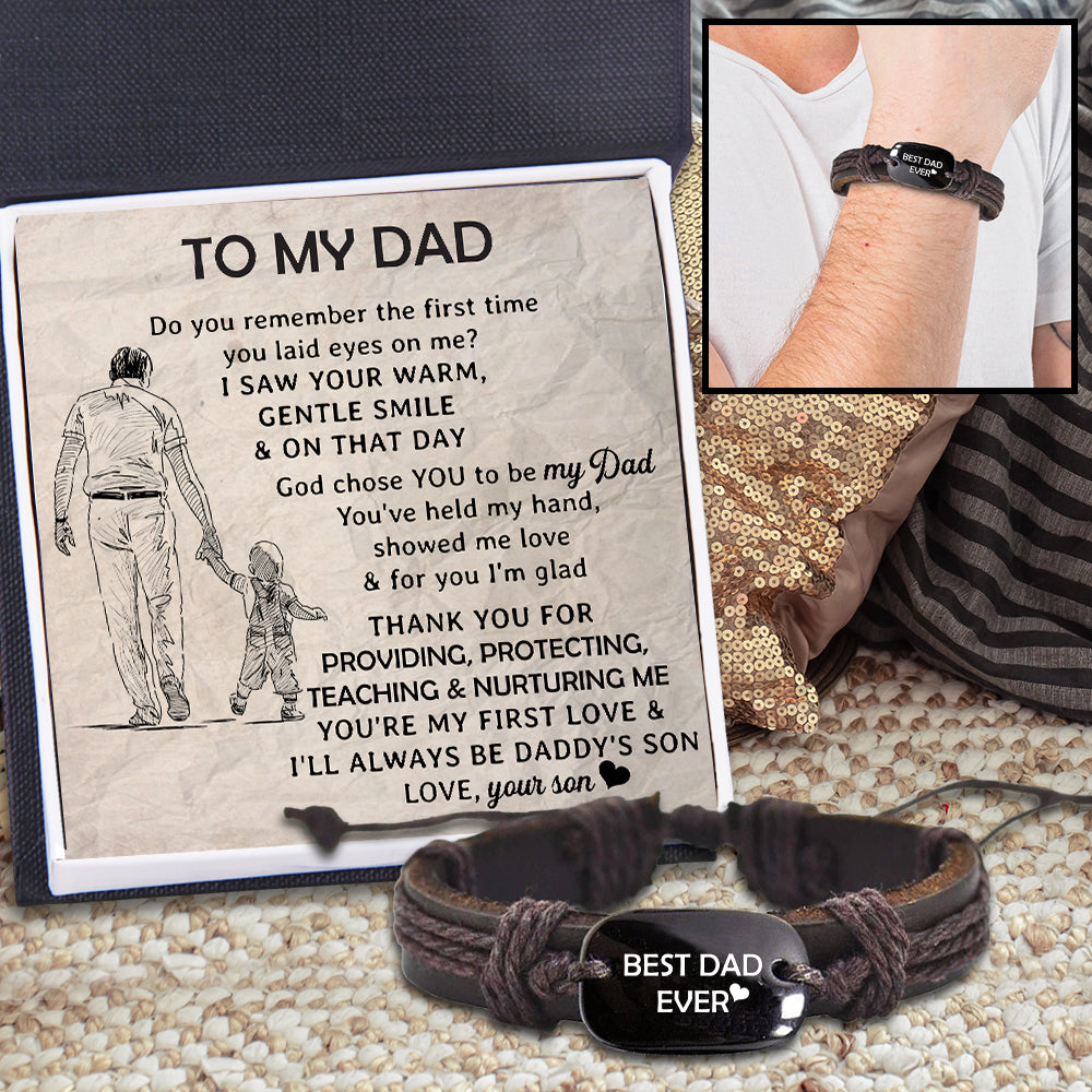 Leather Cord Bracelet - Family - To My Dad - God Chose You To Be My Dad - Ukgbr18006