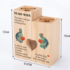 Wooden Heart Candle Holder - Turtle - To My Wife - I Love You To The Ocean And Back - Ukghb15001
