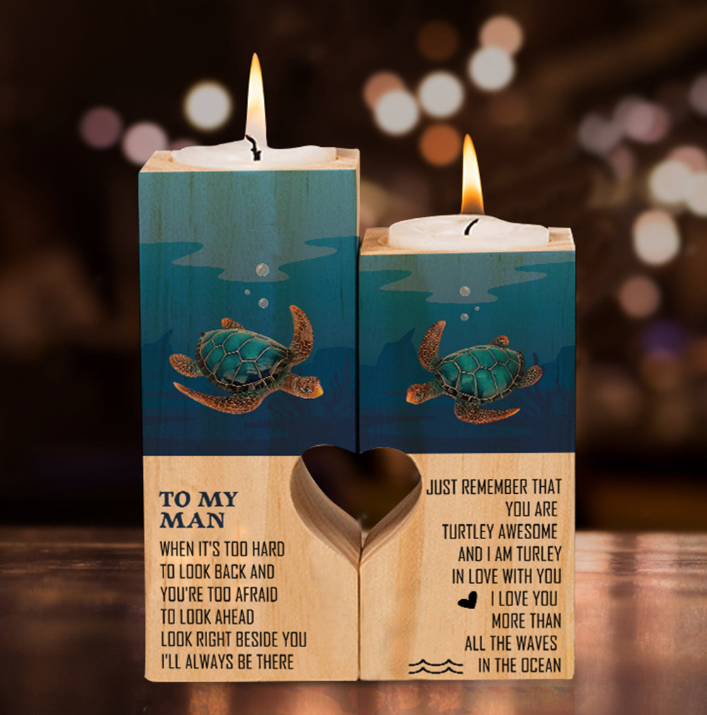 Wooden Heart Candle Holder - Turtle - To My Man - I'll Always Be There - Ukghb26001