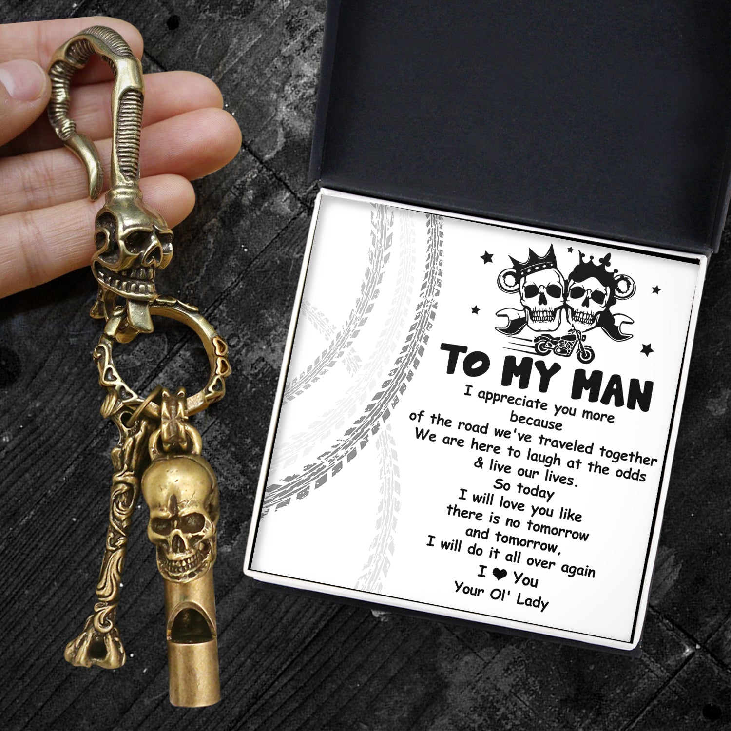 Skull Keychain Holder - Biker - To My Soulmate - So Today I Will Love You Like There Is No Tomorrow And Tomorrow - Ukgkci26015