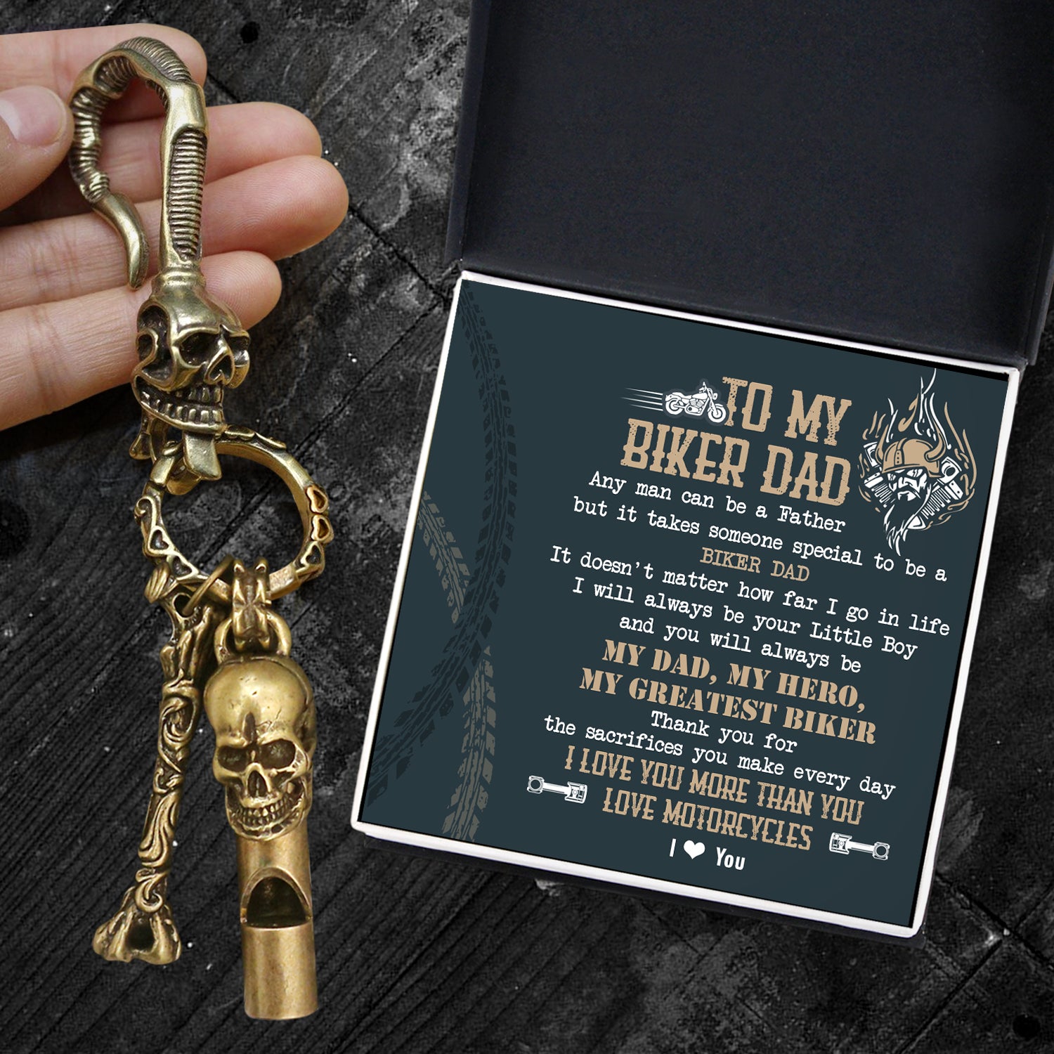 Skull Keychain Holder - Biker - To My Dad - Thank You For The Sacrifices You Make Every Day - Ukgkci18011