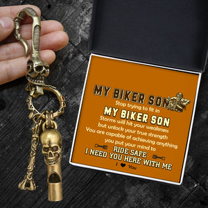 Skull Keychain Holder - Biker - To My Son - You Are Capable Of Achieving Anything You Put Your Mind To - Ukgkci16012