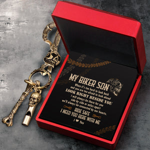 Skull Keychain Holder - Biker - To My Son - We'll Always Be Connected By Our Hearts - Ukgkci16013