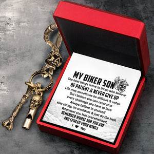 Skull Keychain Holder - Biker - To My Son - Remember Whose Son You Are And Spread Your Wings - Ukgkci16011