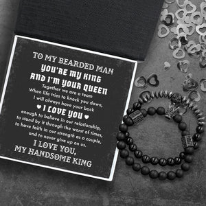 Couple Crown And Skull Bracelets - Beard - To My Bearded Man - I Love You Enough To Believe In Our Relationship - Ukgbu26009