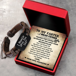 Leather Cord Bracelet - Biker - To My Father - From Daughter -  I Am So Lucky To Have You As My Father - Ukgbr18011