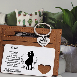 Wallet Card Insert And Heart Keychain Set - Family - To My Man - My Heart Belongs To You - Ukgcb26001