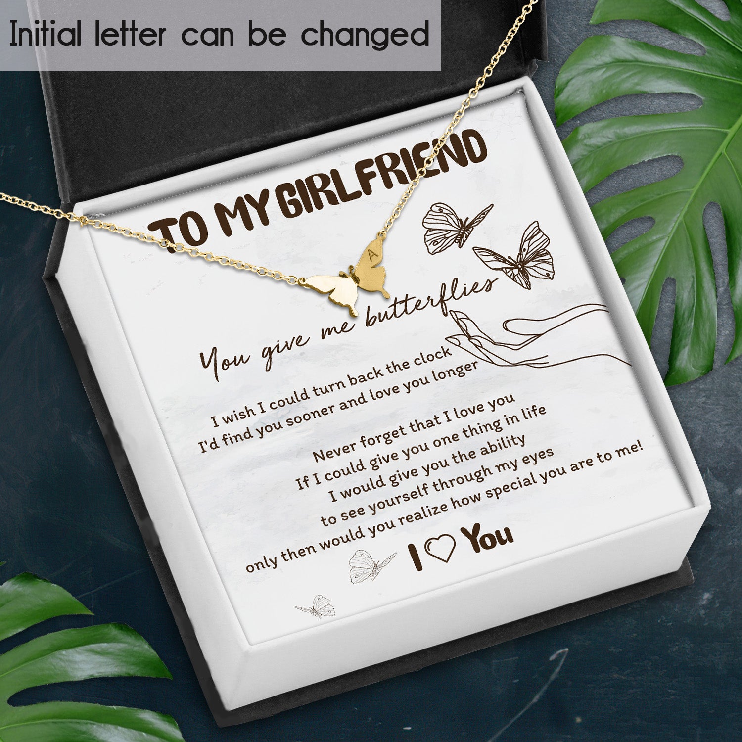 Personalized Butterfly Necklace - To My Girlfriend - Never forget that I love you - Ukgncn13001