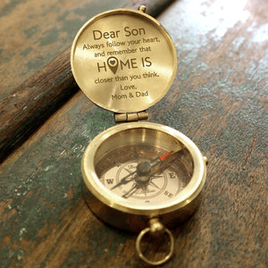Engraved Compass - Travel - To My Son - Home Is Closer Than You Think - Ukgpb16029