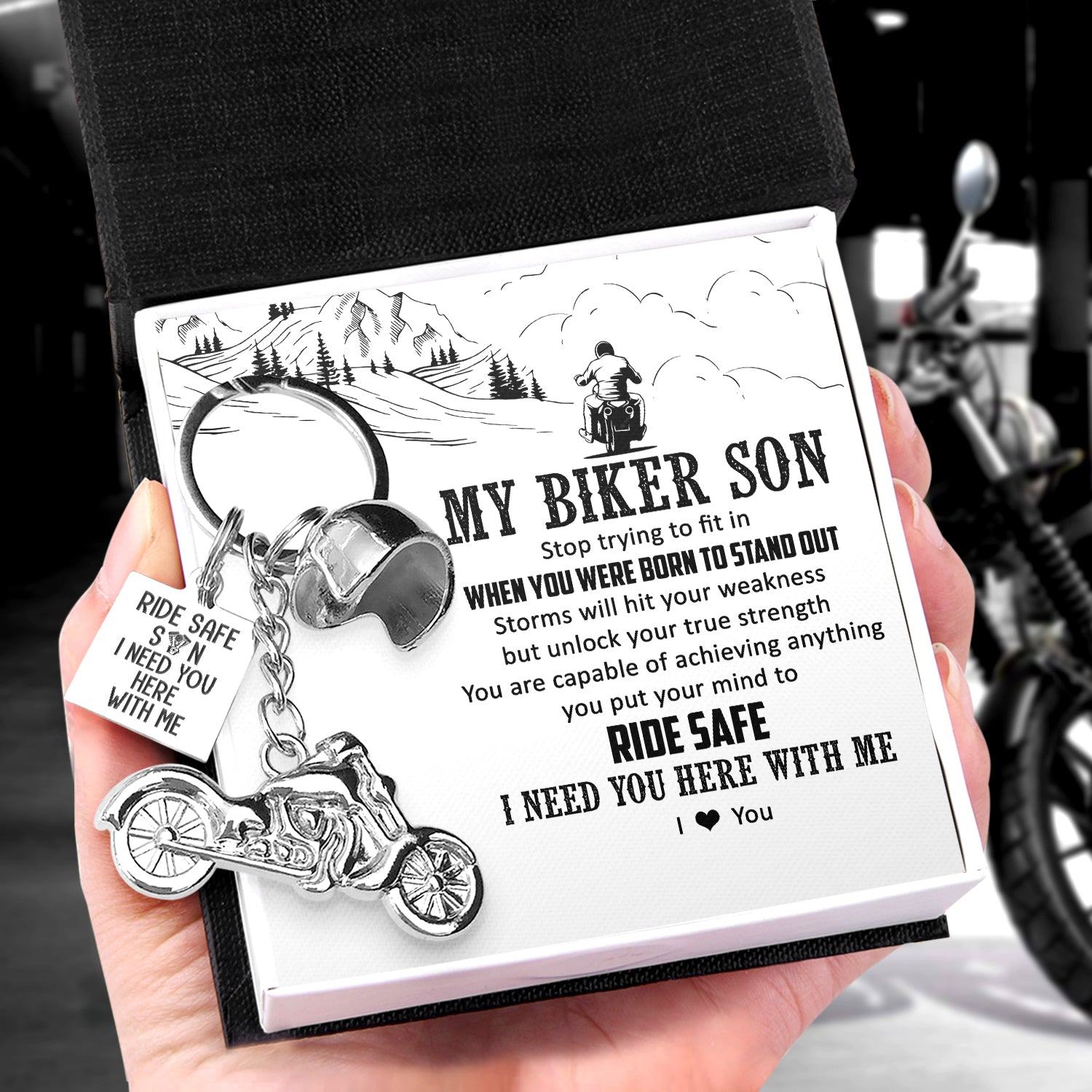 Classic Bike Keychain - To My Son - I Love You - Ukgkt16012