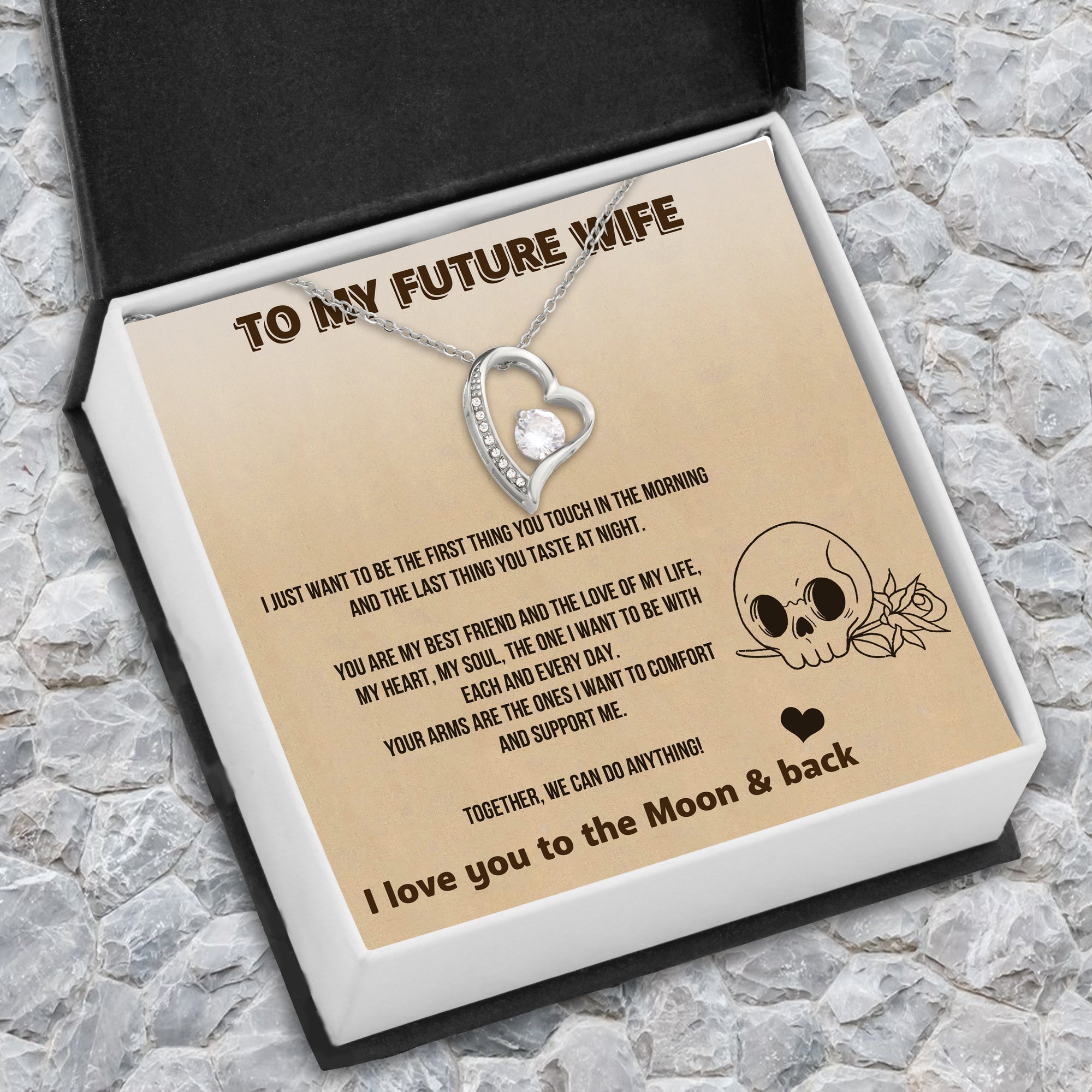 Forever Love Necklace - Skull - To My Future Wife - I Love You To The Moon & Back - Uksnr25001