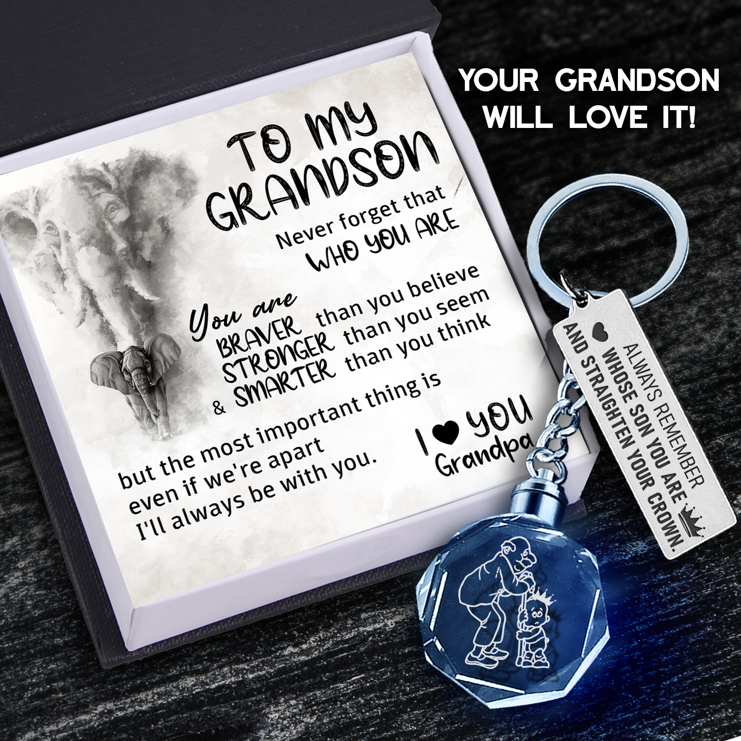 Led Light Keychain - Family - To My Grandson - Never Forget That Who You Are - Ukgkwl22002